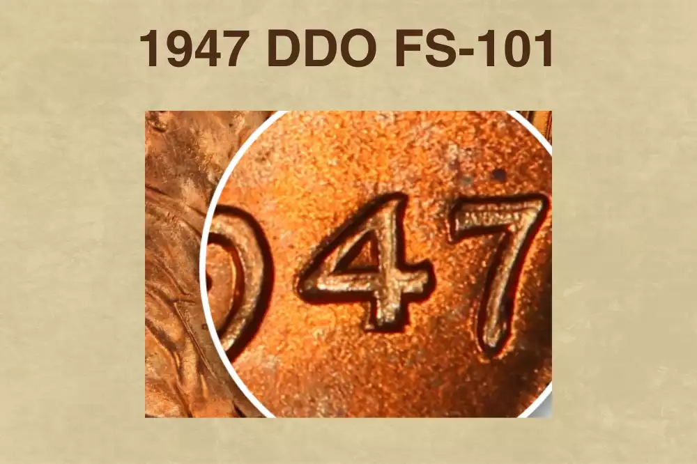 1947 wheat penny DDO FS-101 doubled die obverse showing clear doubling on LIBERTY and date under magnification